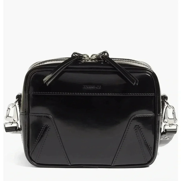 Rag & Bone Patent Leather Black Mini Flight Camera Crossbody Bag - Picture 1 of 14